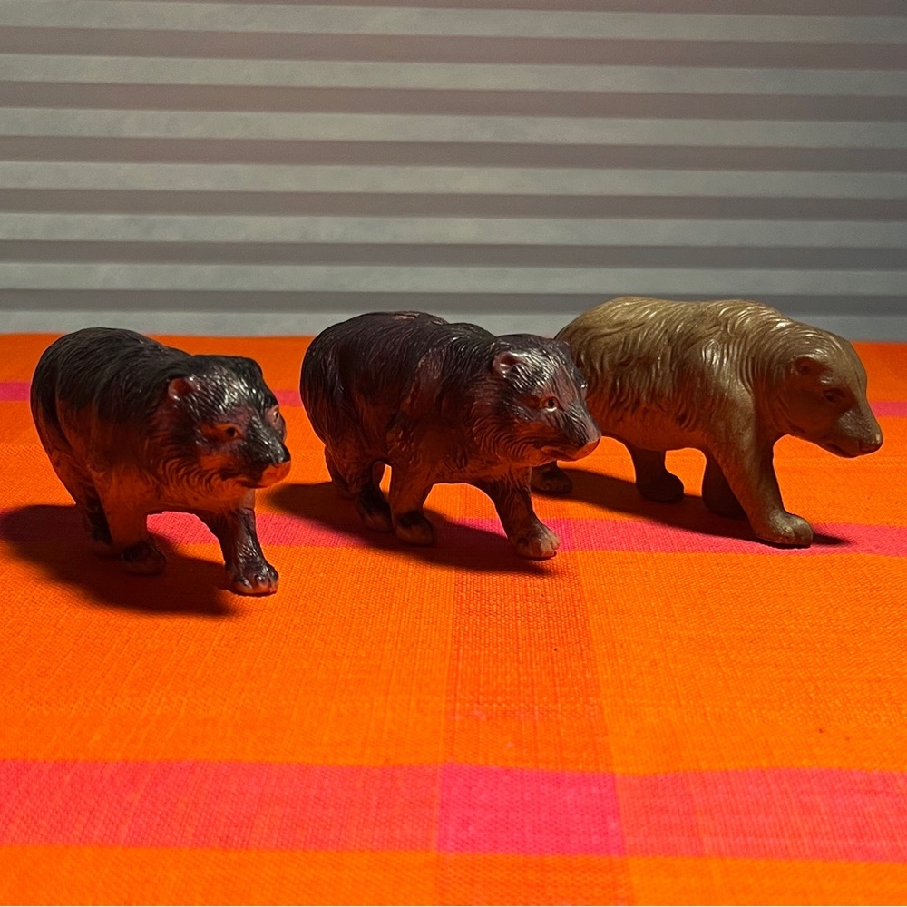 Set of Three Vintage Bear Figurine Toys